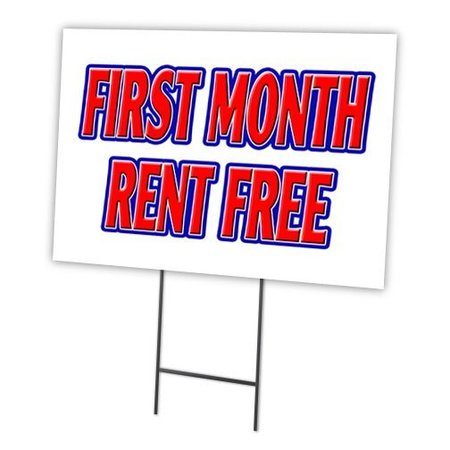 SIGNMISSION First Month Rent Free Yard & Stake outdoor plastic coroplast window, C-2436 First Month Rent Free C-2436 First Month Rent Free